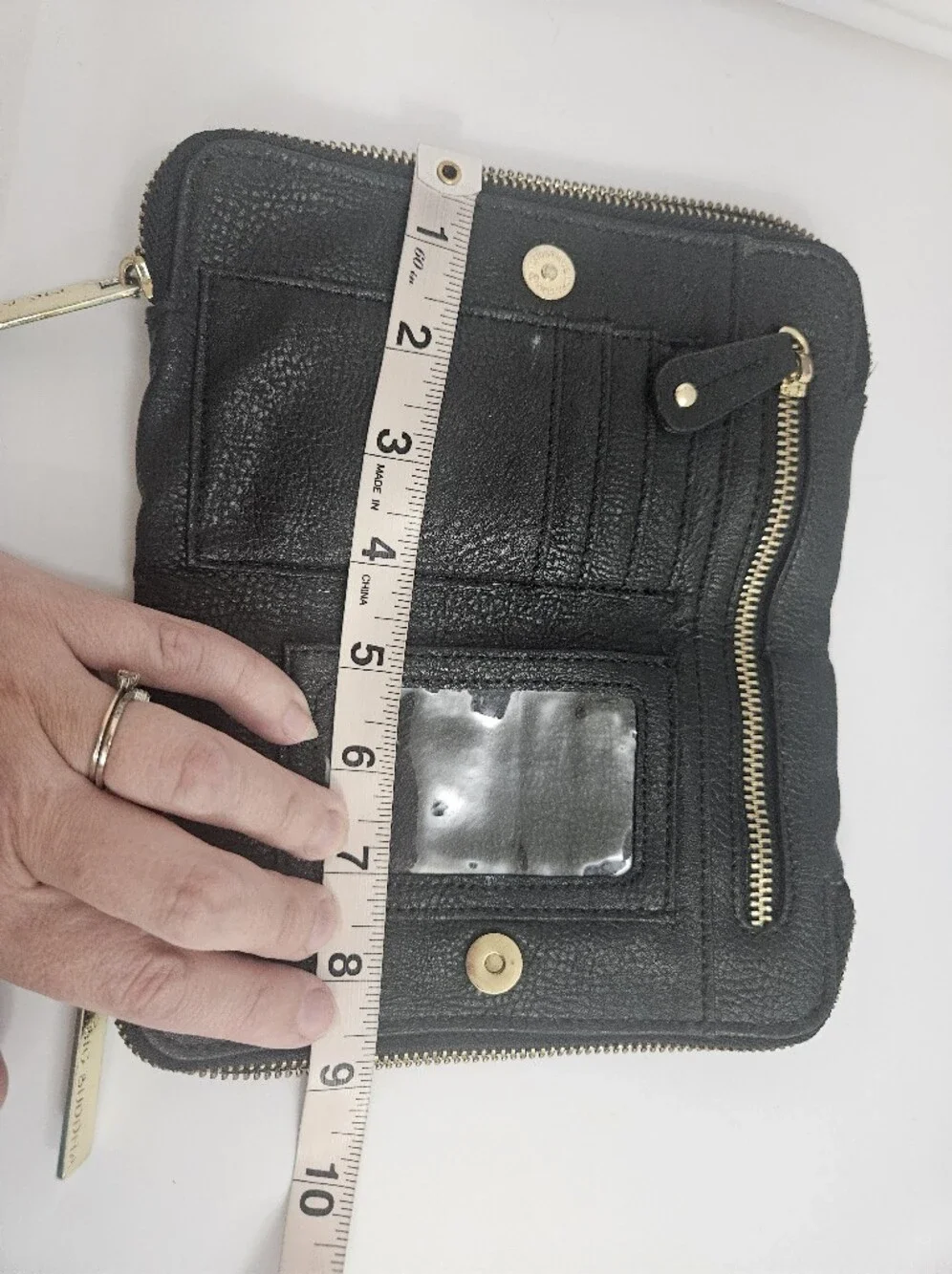 Big Buddha Pebbled Faux Leather Black With Gold Hardware 7.5x4 Wallet